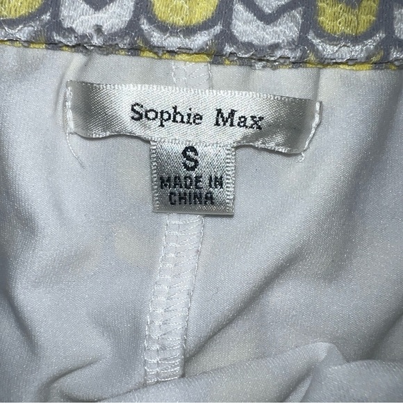 Sophie Max Cotton Blend Mesh Lace Yellow + Grey on White Skirt w/ Drawstring - Picture 5 of 7